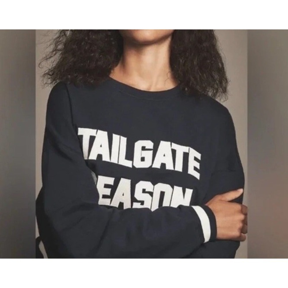 Anthropologie x Beach Riot Pullover Sweatshirt Tailgate Season Blue Size S